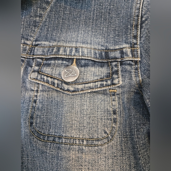 Denim Jacket Coat Size 7/8 Retro Rock 80"s Vibe Spring Outdoor Staple Classic - Picture 7 of 9